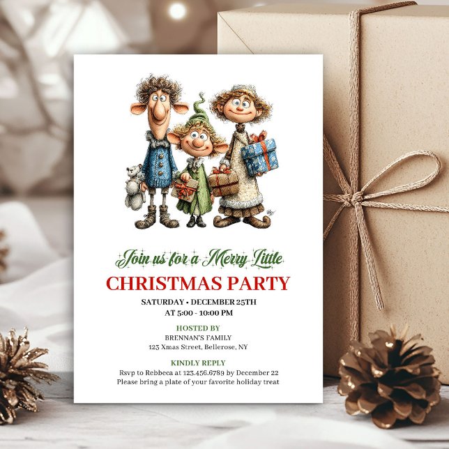 Quirky Family Holiday Party Printable Invitation Einladung (Quirky Family Holiday Party Printable Invitation)