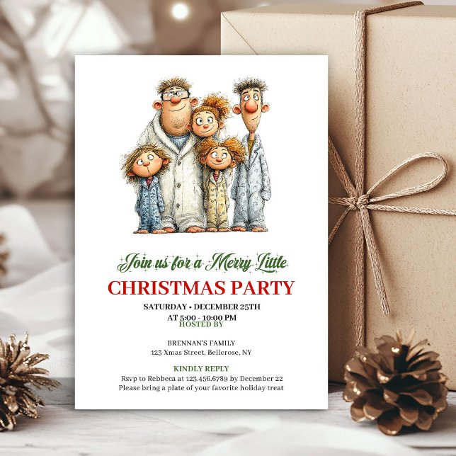 Quirky Family Modern Watercolor Holiday Invitation Einladung (Quirky Family Modern Watercolor Holiday Invitation)