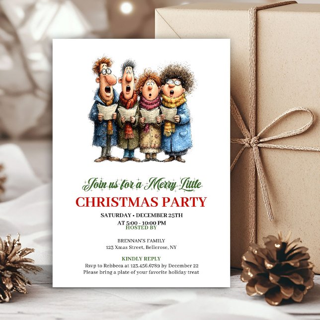 Quirky Family Red Green Holiday Party Invitation Einladung (Quirky Family Red Green Holiday Party Invitation)