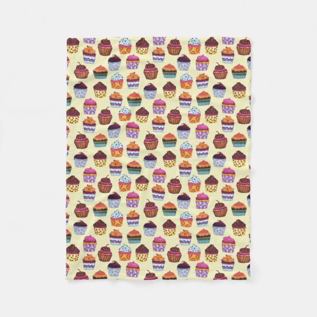 Quirky farbenfrohe Cupcakes Illustrationsmuster Fleecedecke (Vorderseite)