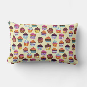 Quirky farbenfrohe Cupcakes Illustrationsmuster Lendenkissen