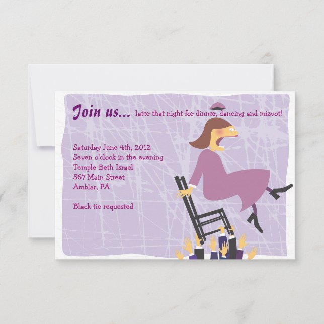 Quirky Female Bat Mitzvah Empfang Party Card Einladung (Vorderseite)