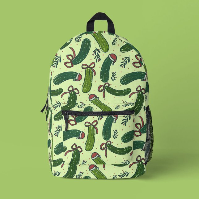 Quirky Festivals Weihnachtsmuster Bedruckter Rucksack (Christmas Pickle Pattern Backpack)