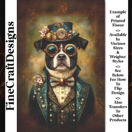 Quirky Floral Steampunk Bulldog AU2 Decoupage Seidenpapier