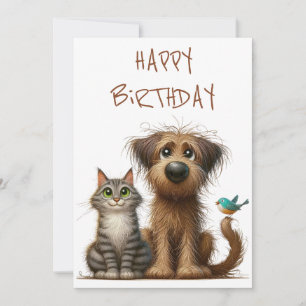 Quirky-Freundschaft zwischen Hund und Katze Feiertagskarte