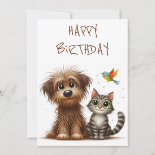 Quirky-Freundschaft zwischen Hund und Katze Feiertagskarte