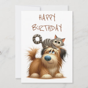 Quirky-Freundschaft zwischen Hund und Katze Feiertagskarte