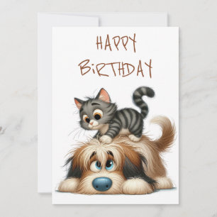 Quirky-Freundschaft zwischen Hund und Katze Feiertagskarte