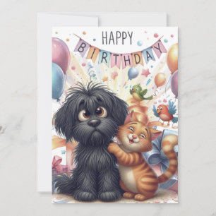 Quirky-Freundschaft zwischen Hund und Katze Feiertagskarte