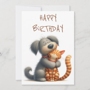 Quirky-Freundschaft zwischen Hund und Katze Feiertagskarte