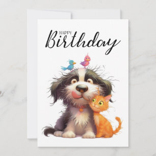 Quirky-Freundschaft zwischen Hund und Katze Feiertagskarte