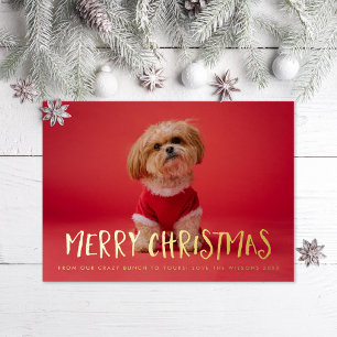 Quirky Fun Frohe Weihnachts Foto Foil Holiday Card Folien Feiertagskarte