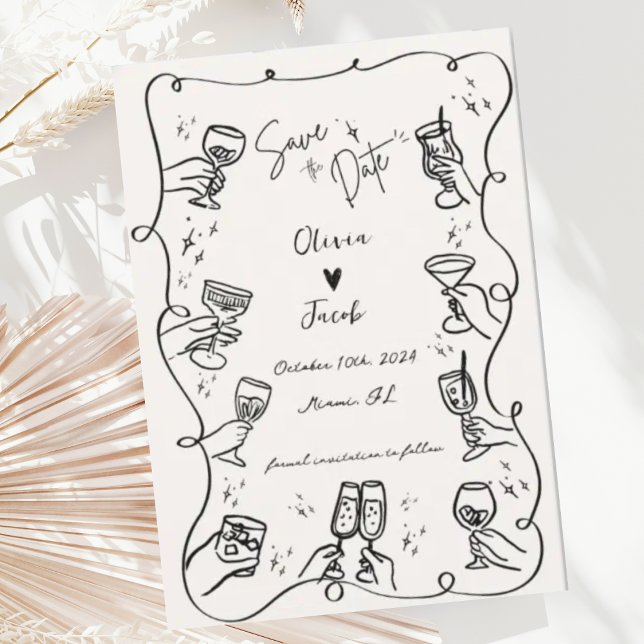 Quirky Fun Hand Drawn Squiggle Scribble Wedding Einladung (Von Creator hochgeladen)