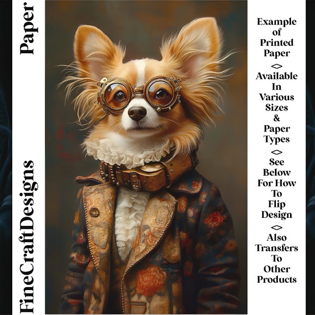Quirky & Fun Papillon Dog Portrait CQ2 Craft Paper (Von Creator hochgeladen)