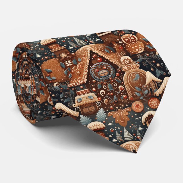 Quirky Gingerbread House Pattern Krawatte (Gerollt)