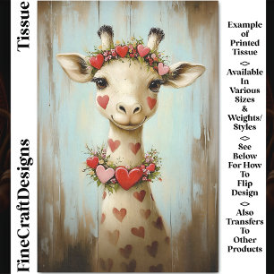 Quirky Giraffe, Florale Herz Girlande CH8 Decoupag Seidenpapier