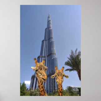 Quirky Giraffen bei Burj Khalifa Wall Art Poster