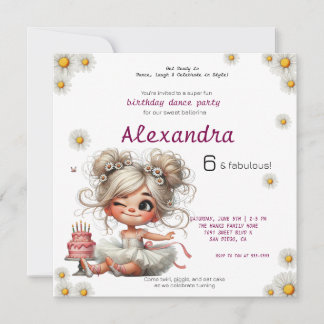 Quirky Girl Ballerina Geburtstagseinladung