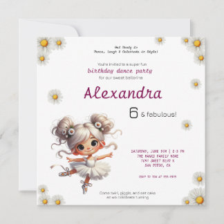 Quirky Girl Ballerina Geburtstagseinladung