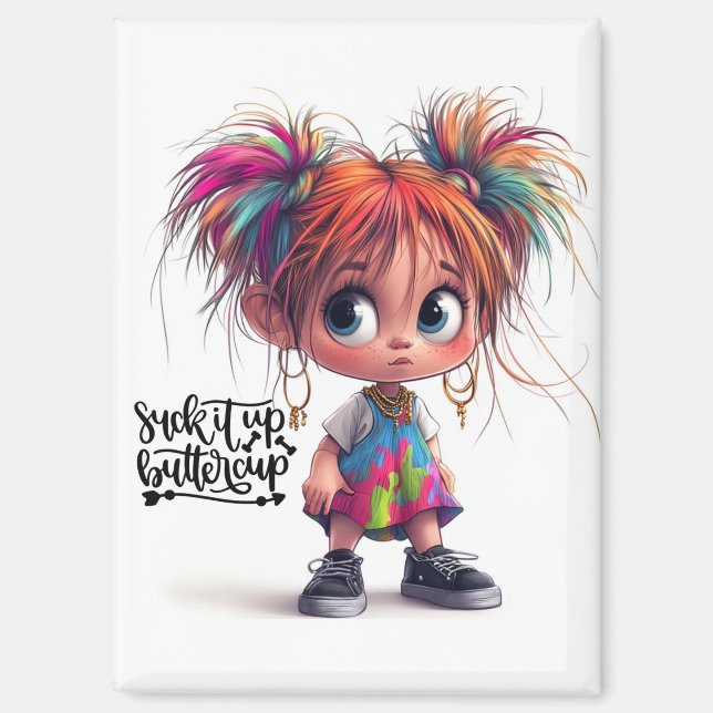 Quirky Girl Buttercup Magnet (Vorderseite)