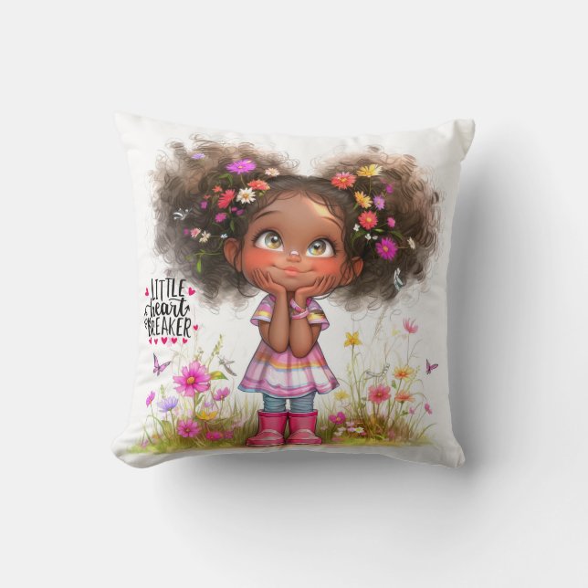 Quirky Girl Heartbreaker Throw Kissen (Vorderseite)