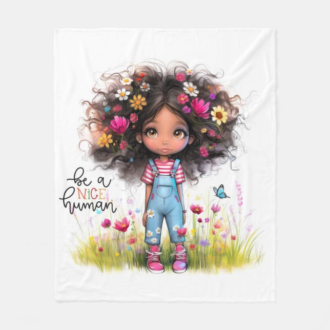 Quirky Girl Nice Human Fleecedecke (Vorderseite)