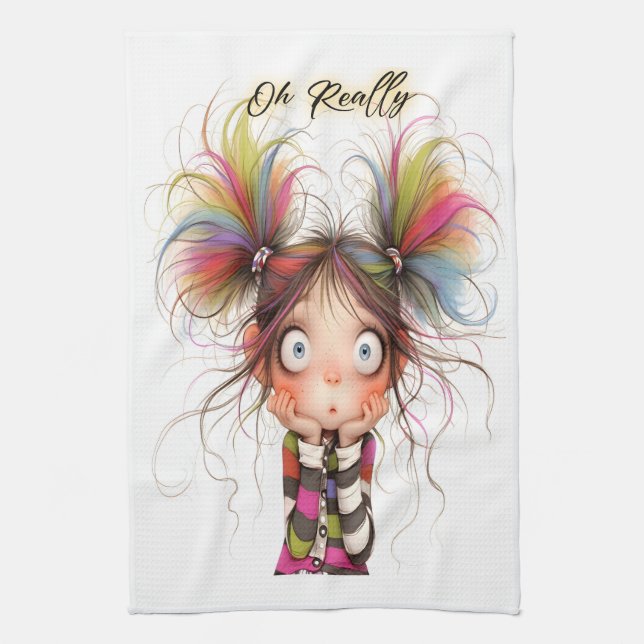 Quirky Girl Oh Really Kitchen Handtücher (Vertikal)