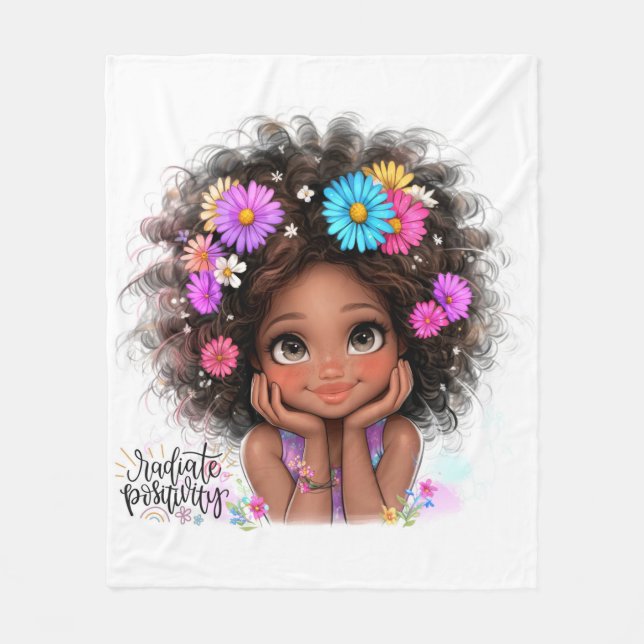 Quirky Girl Radiate Positivity Fleece Blanket (Vorderseite)
