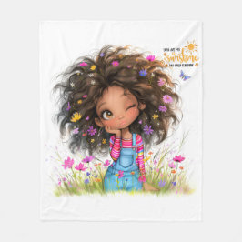 Quirky Girl Sunshine Fleece Blanket