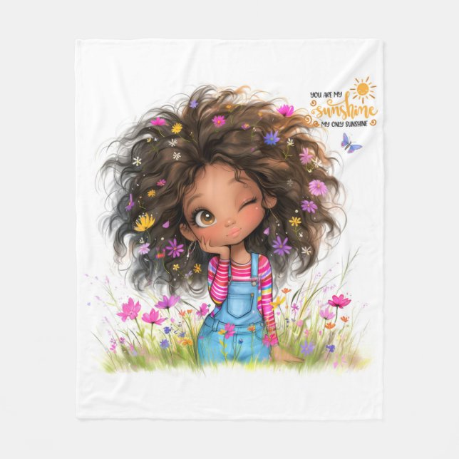 Quirky Girl Sunshine Fleece Blanket (Vorderseite)