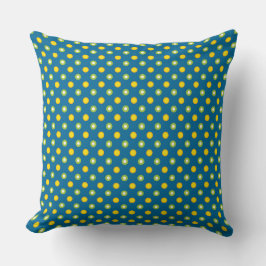 Quirky Green Yellow Polka Dots auf dunkelblau Kissen