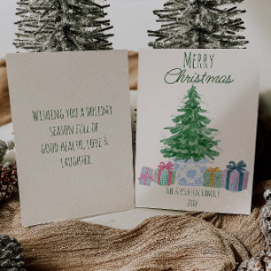 Quirky Grüner Weihnachtsbaum präsentiert Non-Foto Feiertagskarte