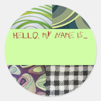 Quirky "Hallo, mein Name ist..."-Taste. Runder Aufkleber