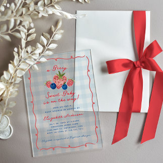 Quirky Hand Drawn Berry Sweet Baby Shower Acrylic Acryleinladungen