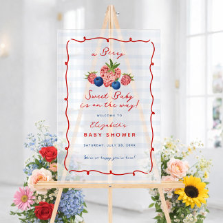 Quirky Hand Drawn Berry Sweet Baby Shower Acrylic Acrylschild