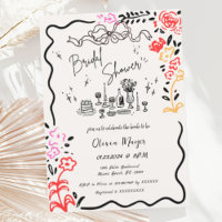 Quirky Hand Drawn Bow Scribble Wavy Brautparty