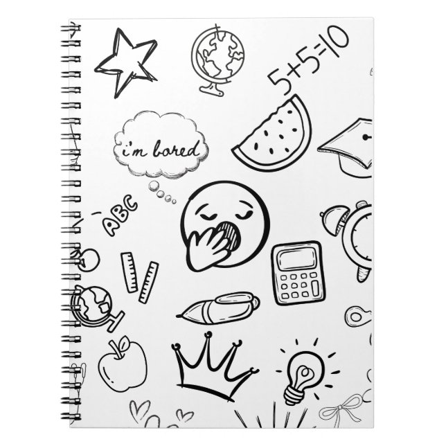 Quirky Hand Drawn Doodle Muster Notizblock (Vorderseite)