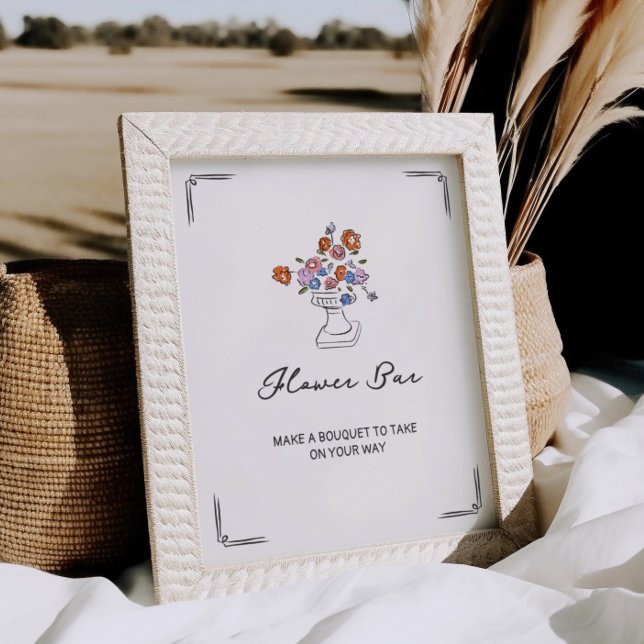 Quirky Hand Drawn Floral Urn Blume Bar Poster (Von Creator hochgeladen)