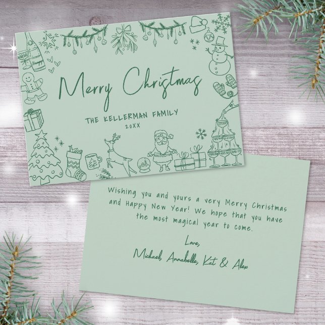 Quirky Hand Drawn frohe Weihnachten (Quirky Hand Drawn Merry Christmas Holiday Card)