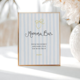 Quirky Hand Drawn Lemon Striped Mimosa Bar Poster