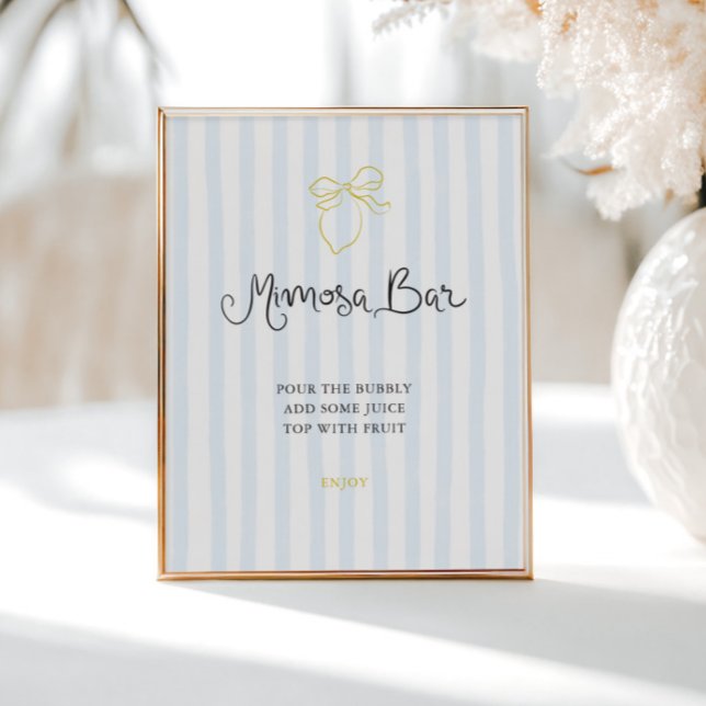 Quirky Hand Drawn Lemon Striped Mimosa Bar Poster (Von Creator hochgeladen)