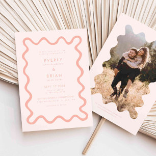 Quirky Hand Drawn Line Blush Pink Hochzeit Einladung