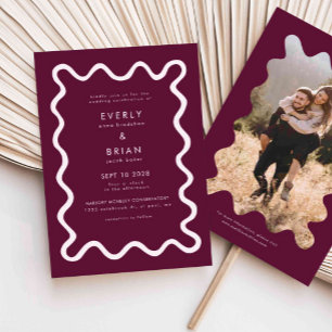 Quirky Hand Drawn Line Cranberry Wedding Einladung