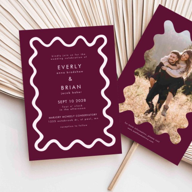 Quirky Hand Drawn Line Cranberry Wedding Einladung (Von Creator hochgeladen)