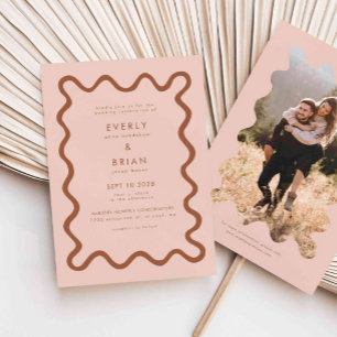 Quirky Hand Drawn Line Terracotta Wedding Einladung