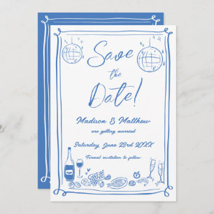 Quirky Hand Drawn Scribble Doodles Wedding Save The Date