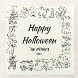 Quirky Hand Drawn Scribles Halloween Glasuntersetzer