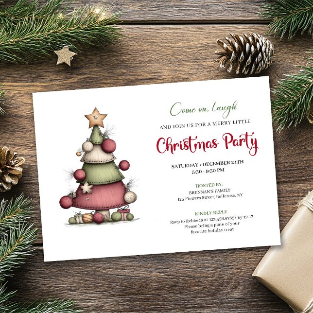 Quirky hand drawn tree festive holiday invitation einladung (Quirky hand drawn tree festive holiday invitation)