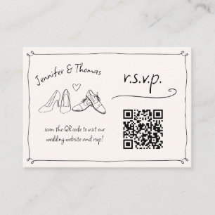 Quirky Hand Drawn Wedding Shoes QR Code UAWG Begleitkarte