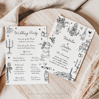 Quirky Hand Drawn Whimsical Wedding Program